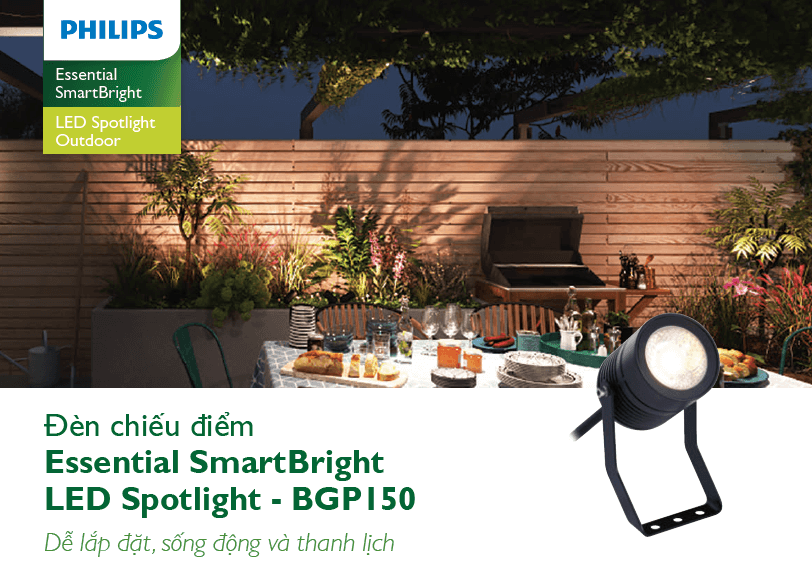  Đèn Led Philips chiếu sáng cảnh quan Ess SmartBright Spotlight BGP150 LED G 8W 45D GM 