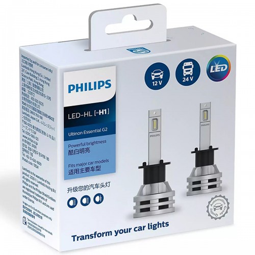 Bộ đèn pha xe hơi ô tô Philips ULTINON ESSENTIAL GEN2 LED H1 11258 UE G2 ánh sáng trắng 6500K