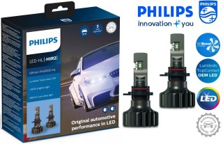 Bộ đèn pha xe hơi ô tô Philips LED Ultinon Pro 9000 HL HB3/4 LED 11005 U90 CW X2 ánh sáng trắng 12V-24V-5800K tăng sáng +250%