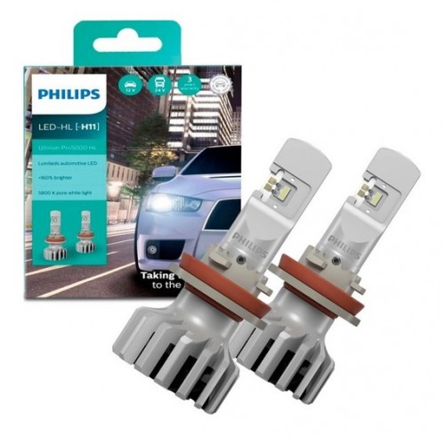 Bộ đèn pha xe hơi ô tô Philips Ultinon Pro 5000 HL H11 LED 11362 U50 X2 ánh sáng trắng 12V-24V 5800K tăng sáng +160%