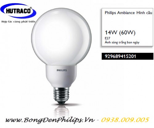 Bóng đèn Compact Philips 14W dạng cầu - Ambiance GL 14W CDL/WW