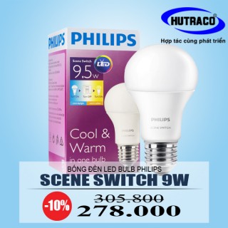 Bóng đèn LED Bulb Philips đổi màu Scene Switch 9.5-60W E27 3000/6500K Vàng/trắng