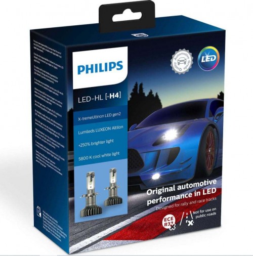 Bóng đèn pha LED Philips Xtreme Ultinon H4 Gen 2 5800K tăng sáng 250% cho xe hơi xe ô tô
