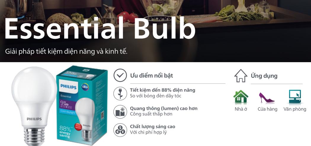 Đặc điểm kỹ thuật Bóng Đèn Led Philips Essential Bulb Tiết Kiệm Điện