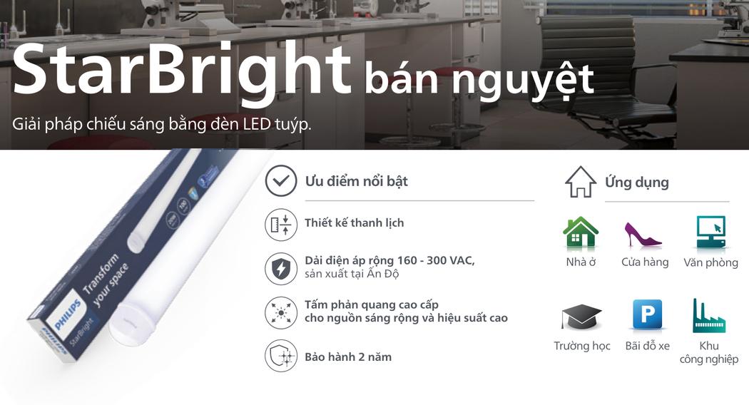 Đặc điểm kỹ thuật Đèn Led Philips Bán Nguyệt StarBright Wide Liền Máng