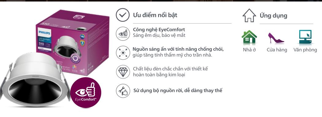 Đặc điểm kỹ thuật Đèn Led Philips Chiếu Điểm SL260 Chóa Sâu Chống Chói